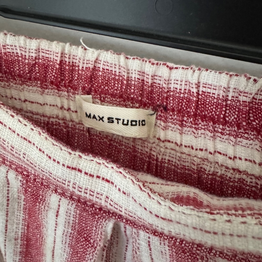 ✨ Max Studio Red White Striped High Low Skirt — Size Large ✨ - Picture 3 of 7